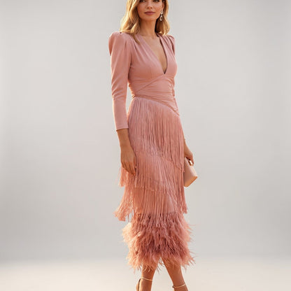 Vestido Sofía | Con Flecos Elegantes que Estilizan