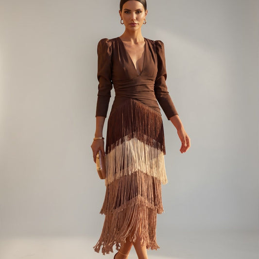 Vestido Sofía | Con Flecos Elegantes que Estilizan