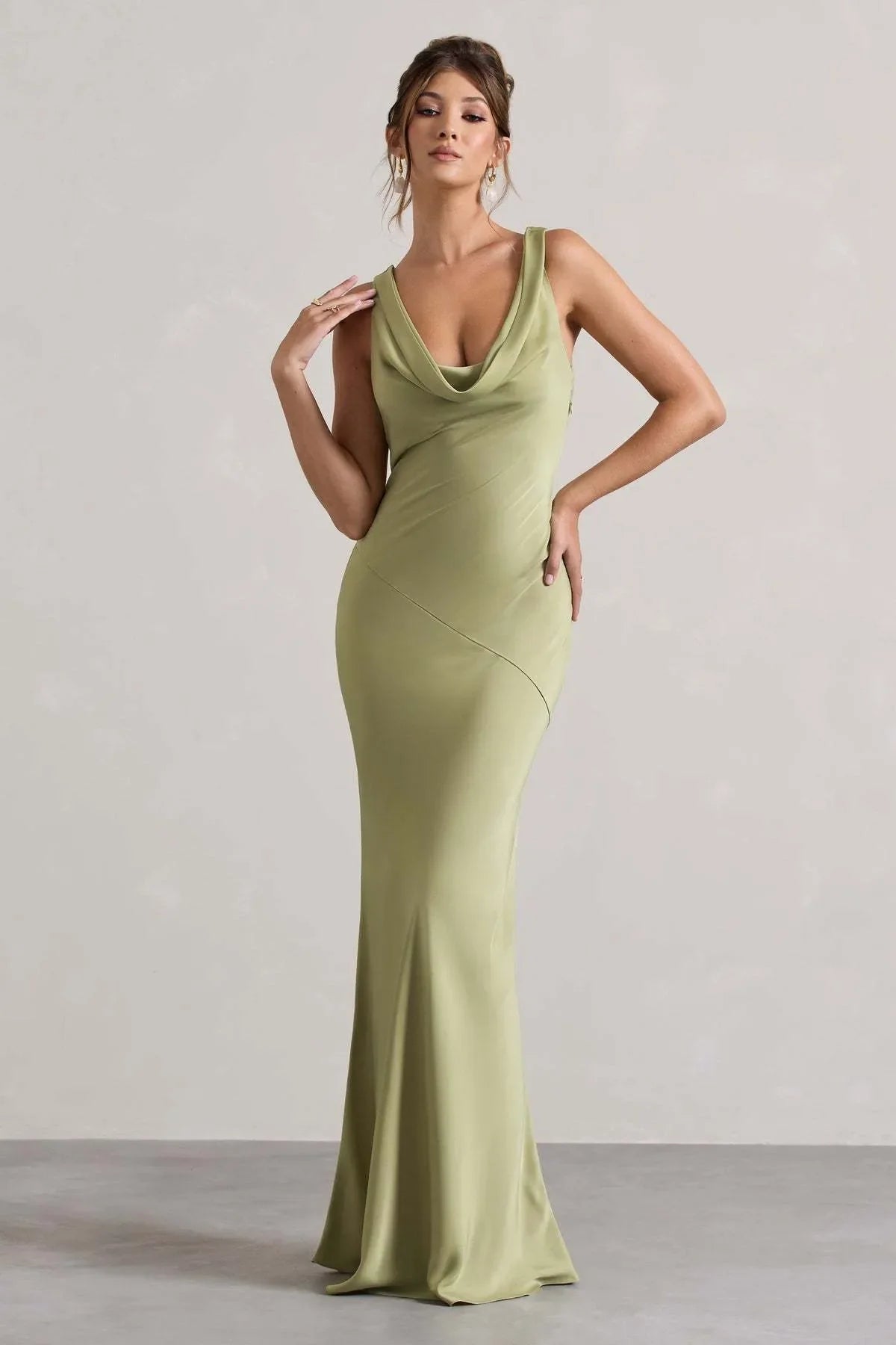 Célestine | Vestido largo verde oliva