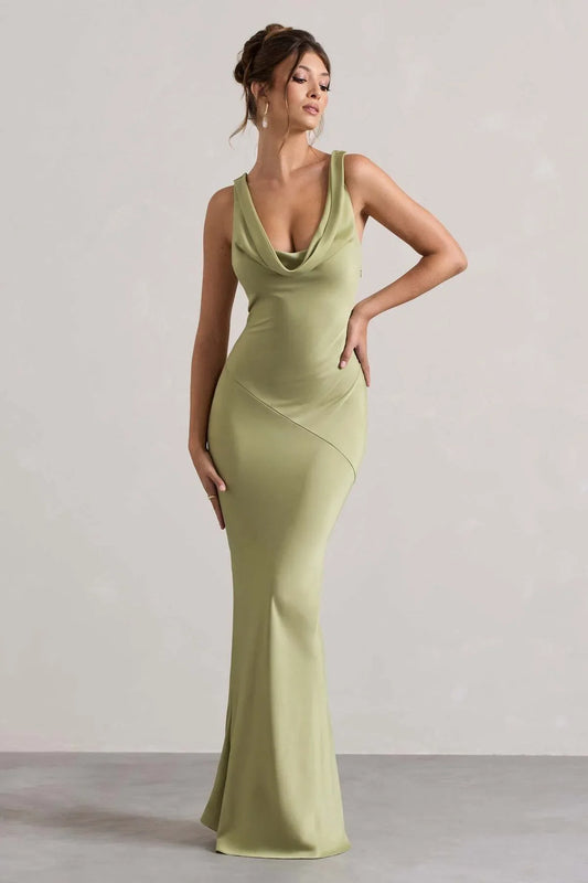 Célestine | Vestido largo verde oliva